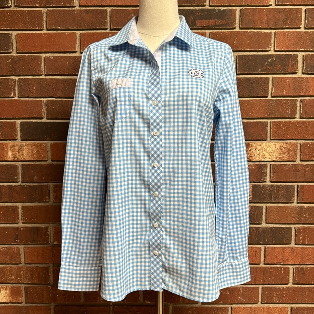 Cutter & Buck North Carolina Tarheels Plaid Button-up Shirt Size M